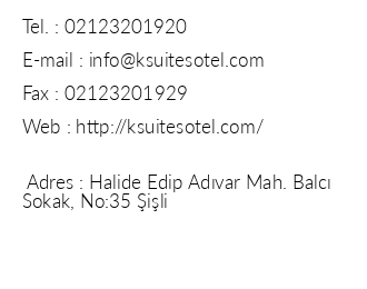 K Suites Hotel iletiim bilgileri